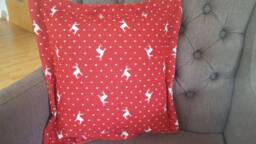 Christmas Pillows - in Four Different Sizes Red Background/Beige Moose & Dots - thumbnail 1