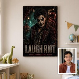 Personalised Dark Carnival Trickster Canvas From Photo, Custom Text Villain Wall Art Gift For Gothic Rooms, Decor Birthday UK - thumbnail 2
