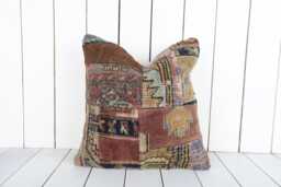 Vintage Turkish Kilim Pillow Bohemian Cushion Cover - 16x16 - thumbnail 1