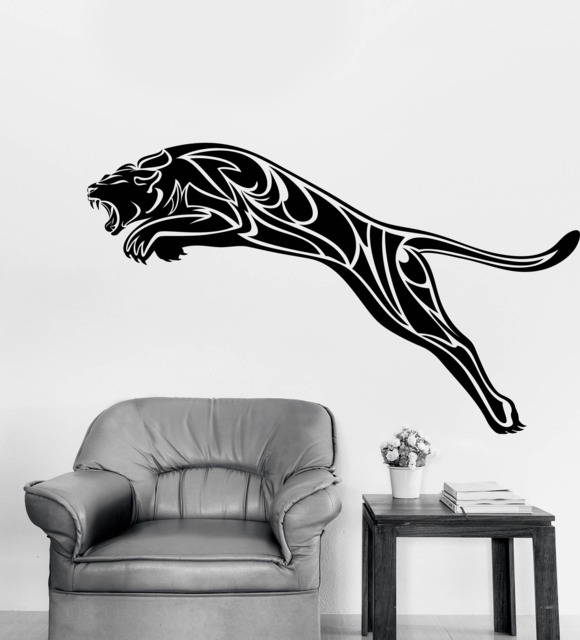Wall Art Mural Animals Decor Black Panther Wild Cat Predator Living Room Decal - #2464Dn - image 1