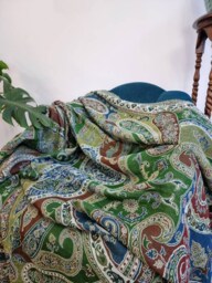 Merino Boiled Pure Wool Handmade Sofa/Bed Hygge Lounge Warm Cosy Paisley Persian Elegant Jamamvar Throw - Vibrant Colours Teal Green Rust