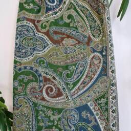 Merino Boiled Pure Wool Handmade Sofa/Bed Hygge Lounge Warm Cosy Paisley Persian Elegant Jamamvar Throw - Vibrant Colours Teal Green Rust - thumbnail 3