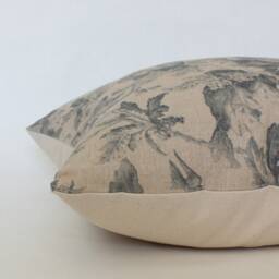 Designer Floral Pillow, Throw Pillows, Beige & Gray Pillow Cover, Light Brown Tan Nature Print -- Creek - thumbnail 3
