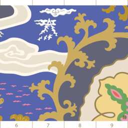 Mansion Ii Dusk. Chic French Designer Boutique Wall Mural Art. Dreamy Seascape Panorama, Floating Heaven, Floral Landscape, Vivid Sea & Sky - thumbnail 4