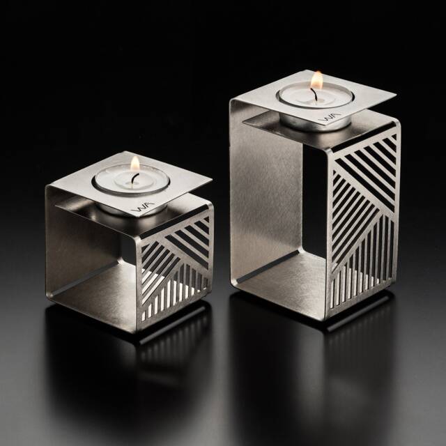 Karl & Klara - Geometric Tea Light Holder/Candles Pair Of Light Candle Holders Housewarming Gift - image 1