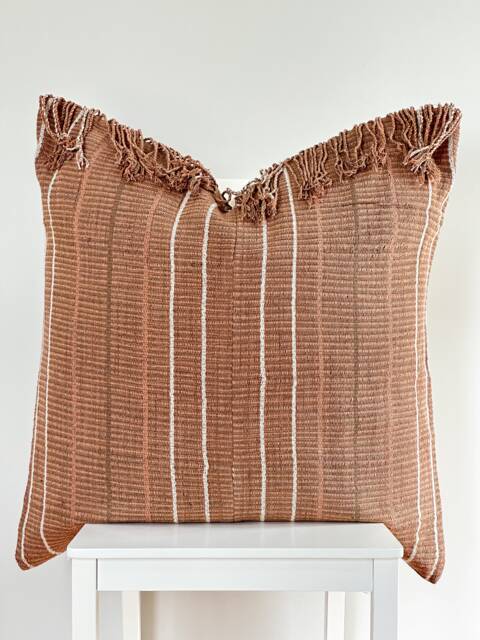 Brown Tribal Hemp Hand Woven Natural Dye Color Hmong Lumbar Pillow Cover - image 1