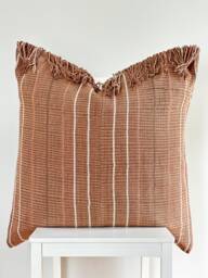 Brown Tribal Hemp Hand Woven Natural Dye Color Hmong Lumbar Pillow Cover - thumbnail 1
