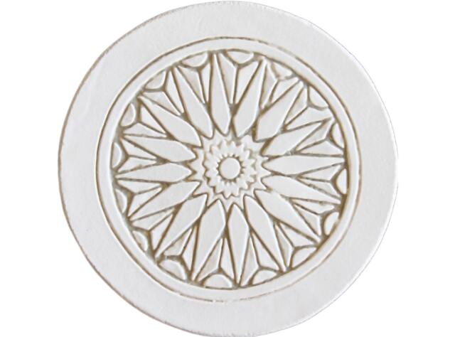 Moroccan Circle Wall Hanging Made From Ceramic, Tiles For Outdoor Art, Garden Moroc #2 Plain Border 21cm Beige&white - image 1