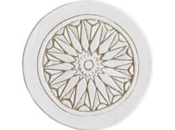 Moroccan Circle Wall Hanging Made From Ceramic, Tiles For Outdoor Art, Garden Moroc #2 Plain Border 21cm Beige&white