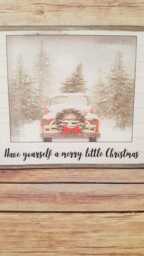 Farmhouse Christmas Sign Vintage Red Truck Winter Wall Art - thumbnail 3