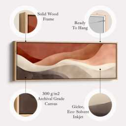 Horizontal Earth Tones Wall Art Long Wide Canvas Print in Terracotta Beige & Taupe Minimalist Design For Bedroom Living Room Or Hallway - thumbnail 2