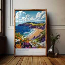 Rhossili Bay Wales Beach Print Gower Peninsula Travel Poster - thumbnail 1