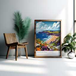 Rhossili Bay Wales Beach Print Gower Peninsula Travel Poster - thumbnail 3