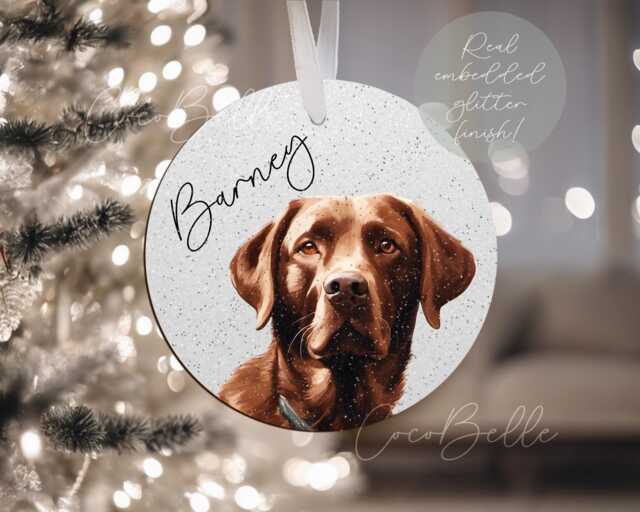 Personalised Labrador Retriever Bauble, Any Colour Chocolate Fox Red Lab Digital Illustration Painting Christmas Pet Gift Ideas Lover Owner - image 1