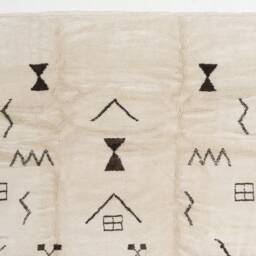 Hand Knotted Beni Ourain Rug Beige Moroccan Wool, Abstract Art Deco - thumbnail 3