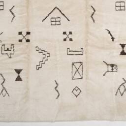 Hand Knotted Beni Ourain Rug Beige Moroccan Wool, Abstract Art Deco - thumbnail 2