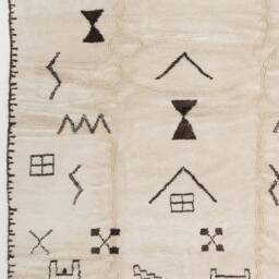 Hand Knotted Beni Ourain Rug Beige Moroccan Wool, Abstract Art Deco - thumbnail 4