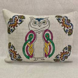 Owl Linen Cushions , Modern Design Pillow , Block Printed Case Sofa Cushion, Cushion Cover, Case Dresses, Throw - thumbnail 1