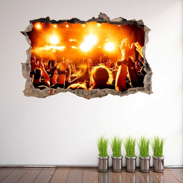 Live Concert Crowd Wall Decal Sticker - Music Festival Art Mural Rock Band Stage For Studio Or Room Cp49 - image 1