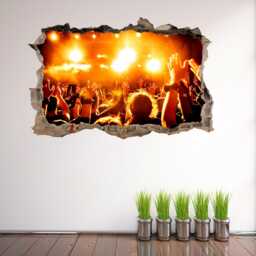 Live Concert Crowd Wall Decal Sticker - Music Festival Art Mural Rock Band Stage For Studio Or Room Cp49 - thumbnail 1