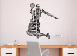 Basketball Player Silhouette Wall Decal Vinyl Sticker Sport Words Home Interior Art Decor - 7Btb2 - thumbnail 1