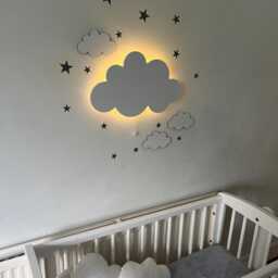 Cloud Night Light, Wooden Wall Led Nursery Nightlight, Baby Room Decor - thumbnail 3