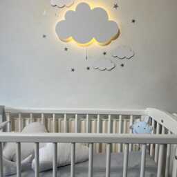 Cloud Night Light, Wooden Wall Led Nursery Nightlight, Baby Room Decor - thumbnail 2
