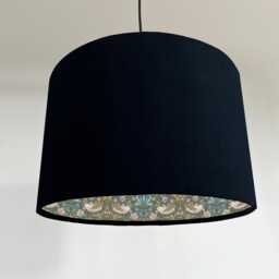Black Velvet Drum Lampshade/ Ceiling Shade William Morris Strawberry Thief Teal Interior