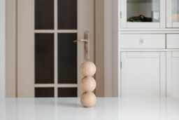 Handmade 3-Sphere Wood Furniture Leg, Modern Table/Sofa Replacement - thumbnail 1