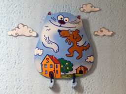 Ceramic Wall Kind Cat. Cat With A Dog. Wall Art. Hanging. Hand Made Ceramics. Hanging Decor