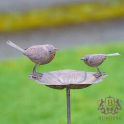 Large Robin Bird Feeder/Bath - Metal Garden Ornament Hand Painted Outdoor Birdbath For Decor - thumbnail 2