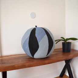 Ball Pillow, Denim Ball , Sphere - 12'' - thumbnail 2