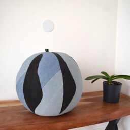 Ball Pillow, Denim Ball , Sphere - 12'' - thumbnail 3
