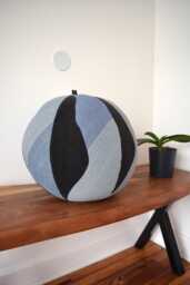 Ball Pillow, Denim Ball , Sphere - 12'' - thumbnail 1