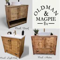 Anna - Handmade Solid Pine Bathroom Vanity Unit Redwood Timber Cupboard - thumbnail 3