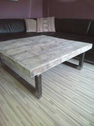 Industrial Chunky Metal & Solid Wood Coffee Table - thumbnail 1