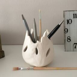 Ceramic Candlestick, Ready To Paint, Bisque, Office Decor, Home Decoration, Pencil Holder, Paintable Ceramics, Crafts Paint - thumbnail 3