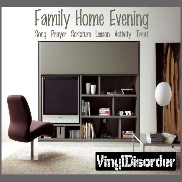 Family Home Evening Song Prayer Scripture Lesson Activity Treat - Vinyl Wall Decal Quotes Sticker R039Et - image 1