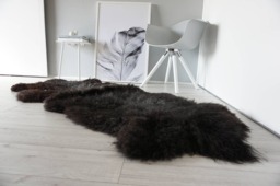 Rare Breed Pelssau Sheepskin Rug Silky Curly Wool, Blacky Brown & Grey - thumbnail 1