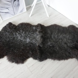 Rare Breed Pelssau Sheepskin Rug Silky Curly Wool, Blacky Brown & Grey - thumbnail 3