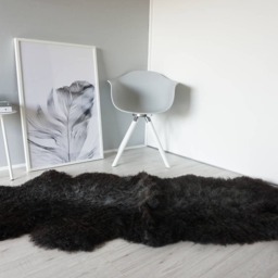 Rare Breed Pelssau Sheepskin Rug Silky Curly Wool, Blacky Brown & Grey - thumbnail 2