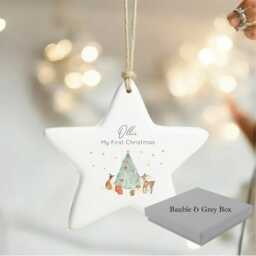 Baby's First Christmas Bauble - Personalised Ceramic Star Ornament Custom Name Tree Decoration Family Keepsake Gift 2025 Boy Girl - thumbnail 3