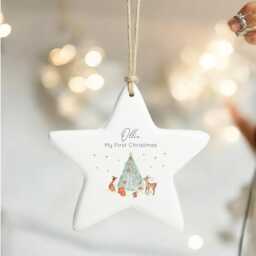 Baby's First Christmas Bauble - Personalised Ceramic Star Ornament Custom Name Tree Decoration Family Keepsake Gift 2025 Boy Girl - thumbnail 2
