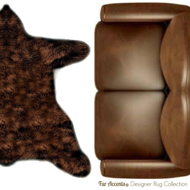 Faux Fur Bear Skin Rug - Plush Animal Pelt, Handmade Usa - image 1