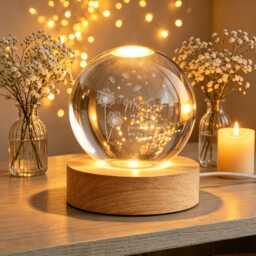 Personalized Teacher Appreciation Crystal Ball Lamp, Thank You Keepsake, Custom Gift, Dandelion Glass Sphere, Classroom Decor - thumbnail 3