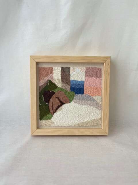 African ??nspired Textile Wall Art, Black Owned Wabi Sabi Wool Hanging Framed Modern Decor - image 1