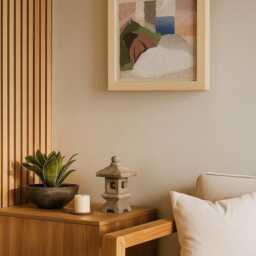 African ??nspired Textile Wall Art, Black Owned Wabi Sabi Wool Hanging Framed Modern Decor - thumbnail 3