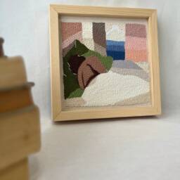 African ??nspired Textile Wall Art, Black Owned Wabi Sabi Wool Hanging Framed Modern Decor - thumbnail 2