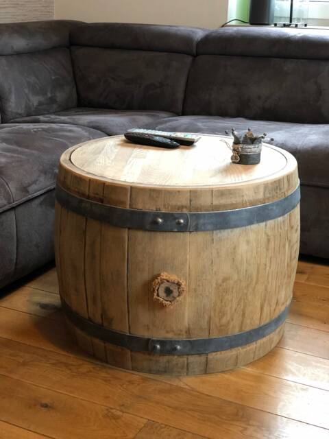 Bulbous Wine Barrel Coffee Table With Wooden Lid - image 1