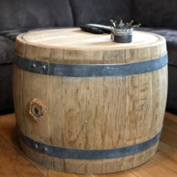 Bulbous Wine Barrel Coffee Table With Wooden Lid - thumbnail 2